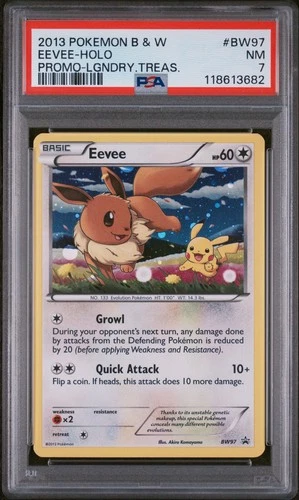 2013 POKEMON BLACK & WHITE PROMO LEGENDARY TREASURES #BW97 EEVEE-HOLO PSA 7