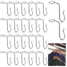 50 Pieces Hanger Connector Hooks Metal Hanger Extender Hooks Stable Clothes C...