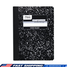 Composition Notebook, Wide Ruled Paper, 7.5" x 9.75", 100 Sheets, Black Marble