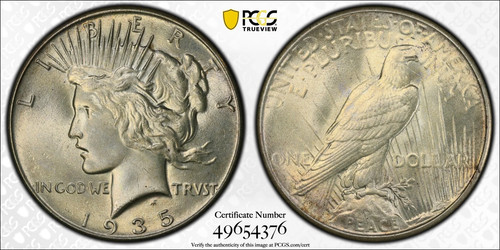 1935 P Peace Silver Dollar PCGS MS-64