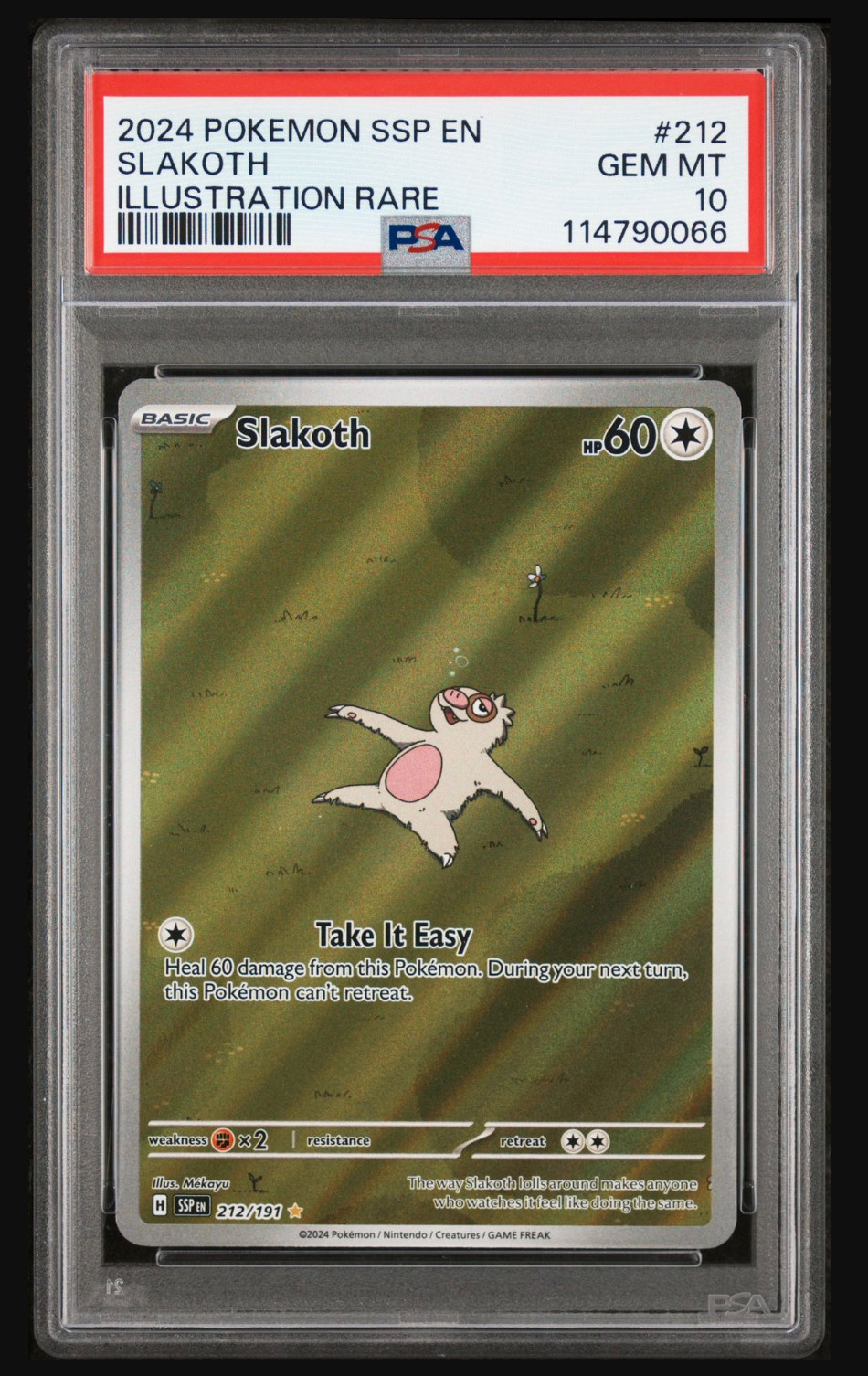 Pokémon TCG Slakoth Illustration Rare Surging Sparks 212/191 PSA 10