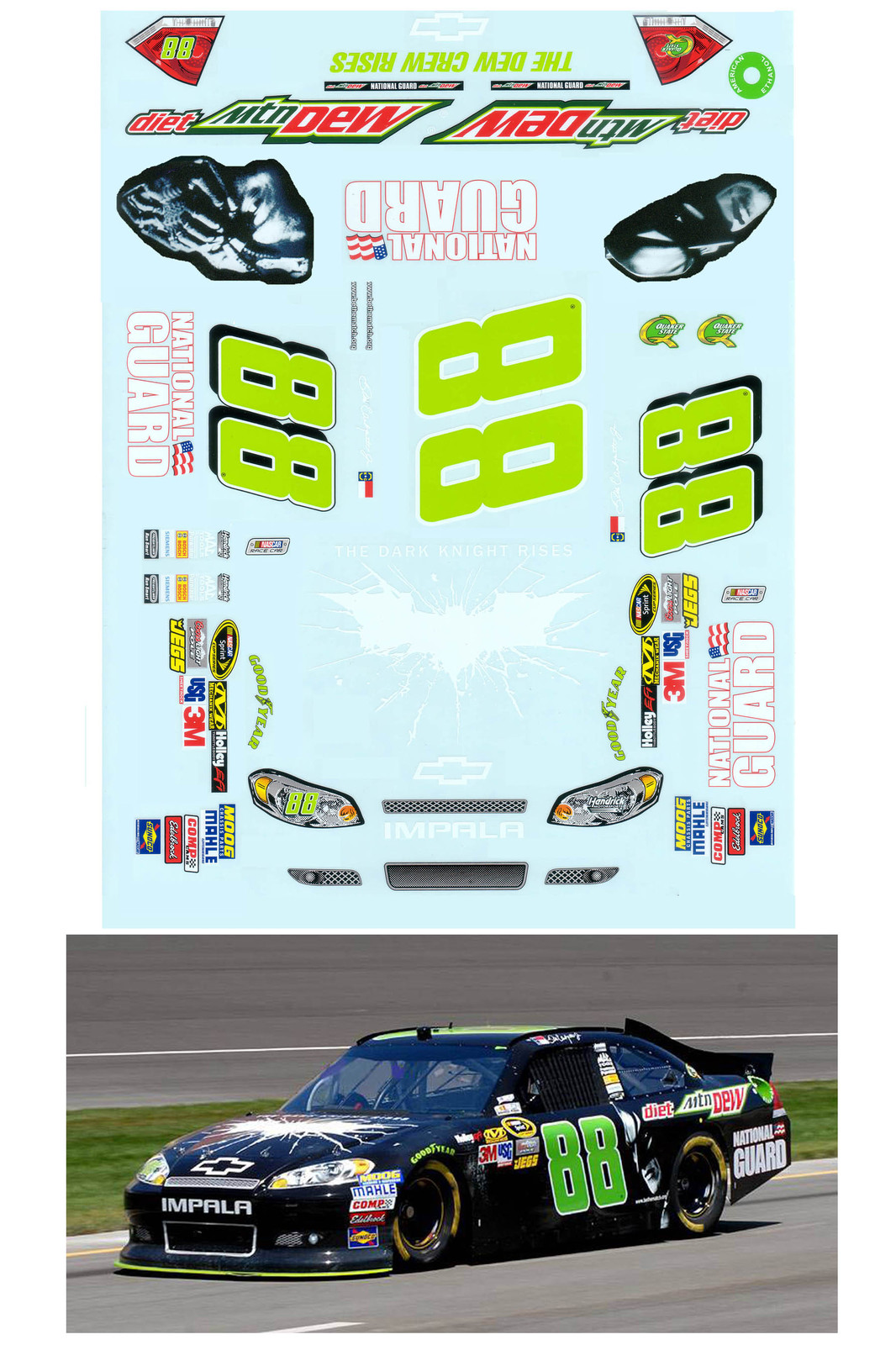  #88 Dale Earnhardt Jr 2012 Batman Decal 1/64 scale AFX TYCO Lifelike 