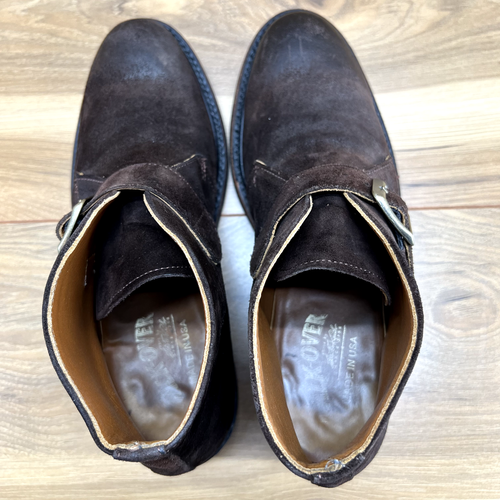 Walkover Mens Ankle Boot Size 8 Monk Strap Ankle Burnished Suede Vibram Soles - Picture 11 of 13