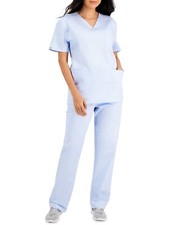 Hanes ComfortFit Stretch Unisex Cotton Vneck Scrub Top/Drawstring Scrub Pant Set