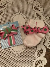 Mud Pie Baby Girls Pink Initial i Pacifier Clip & Socks