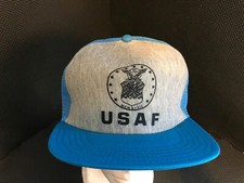 US AIR FORCE GREY AND BLUE FRONT BLUE MESH BACK SNAPBACK HAT CAP