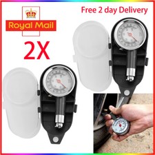 2X PROFESSIONAL CAR TYRE PRESSURE GAUGE AIR MEASUREMENT PSI/BAR RELEASE BUTTON..