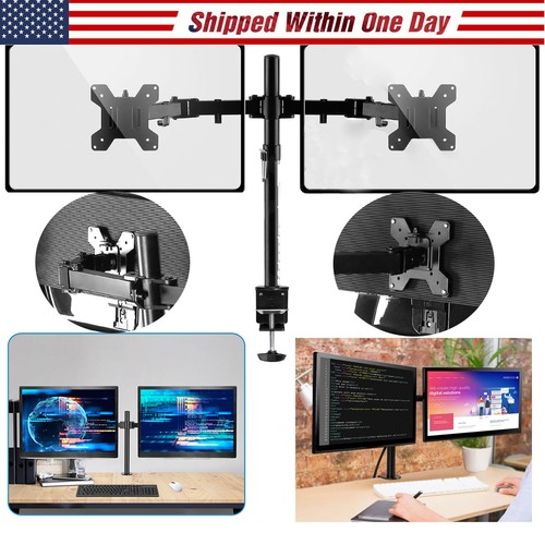 Double Twin Arm Desk Mount Bracket LCD 
