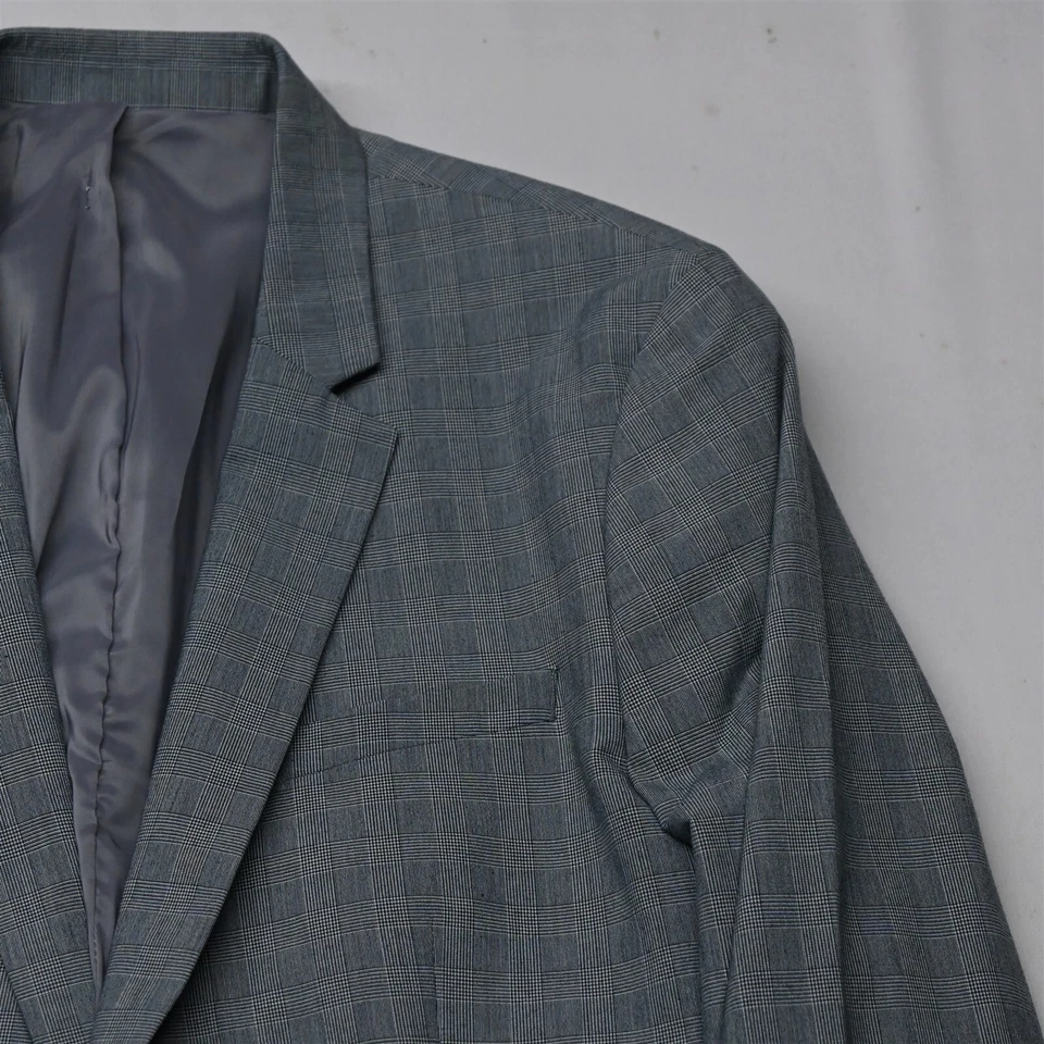 Blazer Traje Chaqueta Abrigo Deportivo Calvin Klein XL Gris Glenn Check Infinite Calce Ajustado Foto 2 de 4