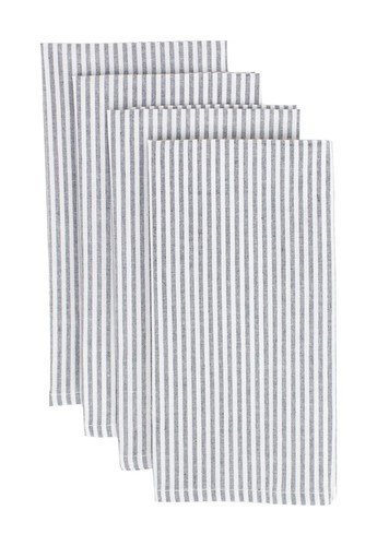 Grey Simple Ticking Stripes Cotton Napkins – Set of 4 (20" x 20") - Picture 3 of 4