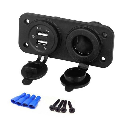 12V 24V Motorhome Camper Van Caravan Dual USB Socket Cigarette Charger Lighter - Picture 5 of 12