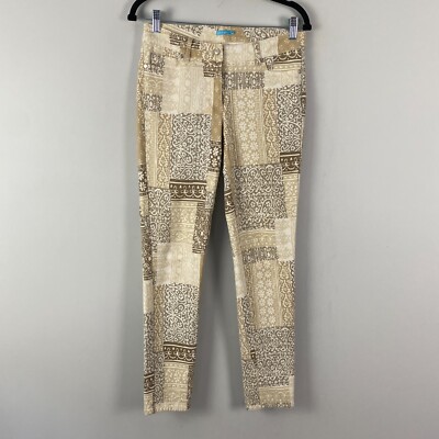 J. McLaughlin Floral Patchwork Print Lexi Mid Rise Denim Jeans Size 4