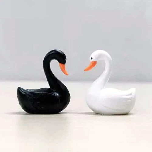 40Pcs Micro Landscape Ornament Cute Swan Statue Cake Topper Birthday Decoration - Picture 4 of 13