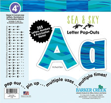 BARKER CREEK Letter Pop-Outs, 4" Sea  Sky, Multicolor Designer Letters for...