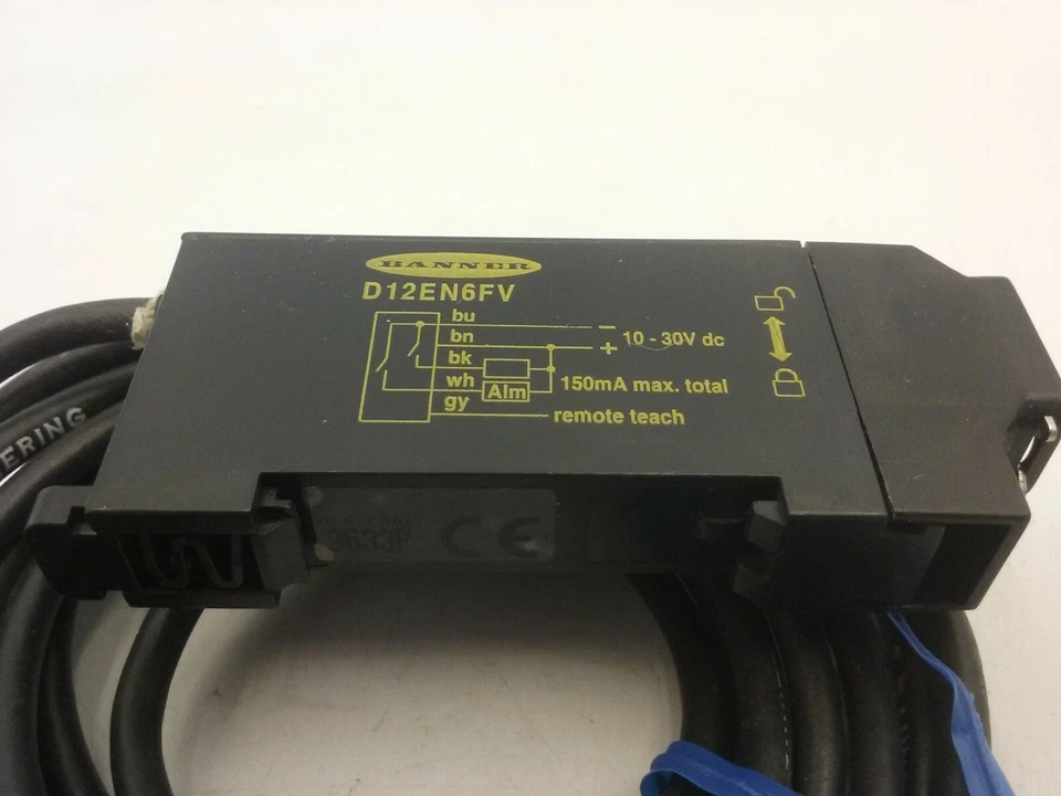 BANNER D12EN6FV GLASS FIBER OPTIC SENSOR 10-30VDC SPST NPN 2M 6.5 FT CABLE NNB - Image 3 of 4