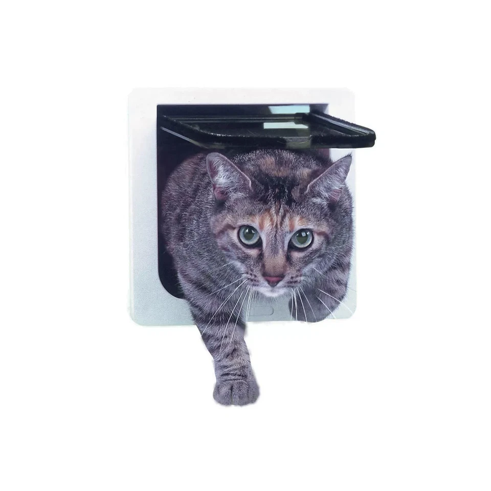 Pets Dog Cat Door Four-Way Lock Magnetic Flap Lockable 6 1/4" x 6 1/4" - Image 2 of 4
