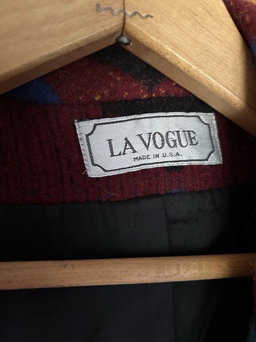 VTG Southwestern Aztec Blanket Chunky Jacket Oversized Wool Blend USA LA VOGUE - Picture 5 of 7