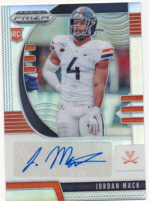 JORDAN MACK 2020 PANINI PRIZM SIVLER #180 RC ROOKIE AUTO AUTOGRAPH MINT