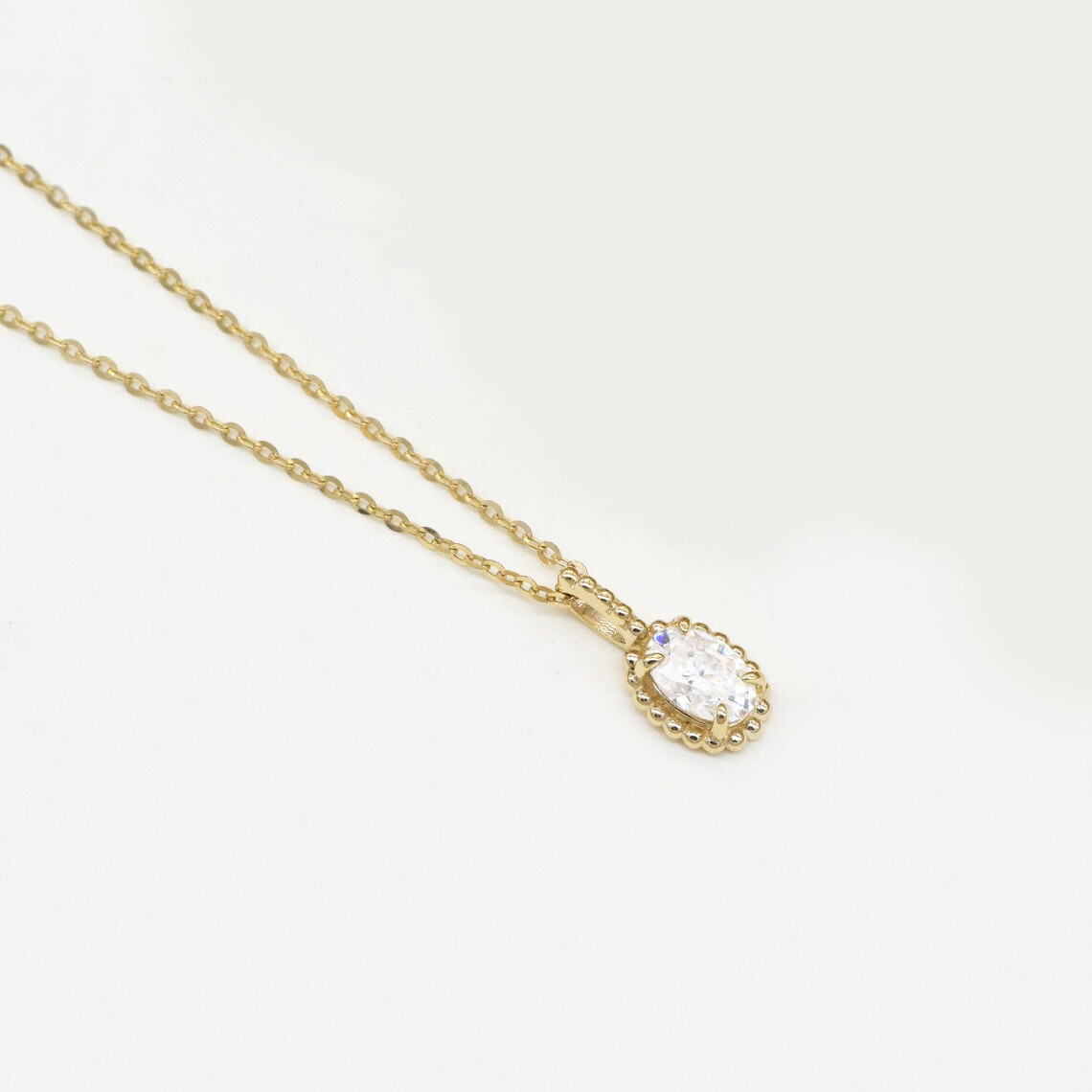Oval Moissanite Pendant in 14k Solid Yellow Gold Gift for loved one