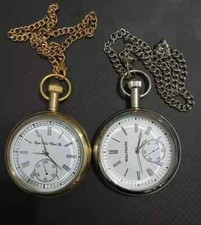 Lot of 2 Watch elgin vintage pocket Collectible Antique Brass Pocket Watch GIFT