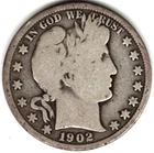 1902 Barber Half Dollar grades VERY GOOD ~ PLEASE SEE THE SCAN   stk Y 55