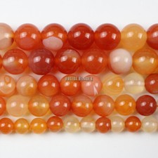 Red Carnelian Natural Agate Round Gemstone Beads 4mm 6mm 8mm 10mm 12mm 15.5"