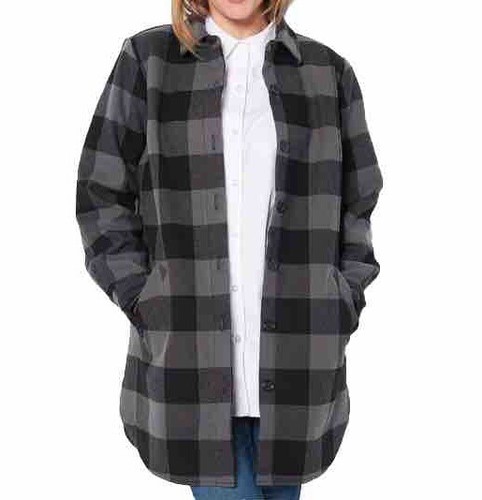 Joan Rivers grey/black buffalo check jacket with fleece lining Size M buttons - Picture 6 of 21