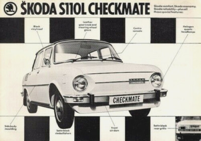 Skoda S110 L Schachmatt Limited Edition 1976 UK Markt Einzelblatt Broschüre