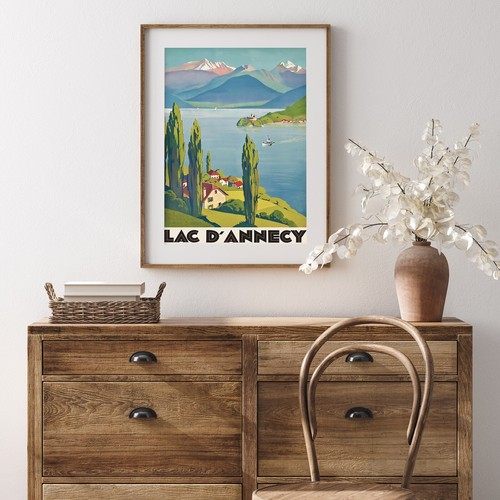 Lac d Annecy France Poster Pubblicità Viaggio Vintage Stampa Arte | Home Decor - Foto 4 di 7