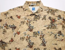 Ecko Unltd Blue Rhino Exhibit Samurai Warriors Button Front XL Shirt