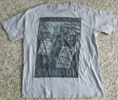 Men's Mens Size L Large EZEKIEL 'Get Up Stand Up' Gray Slim Cut Tee T Shirt 