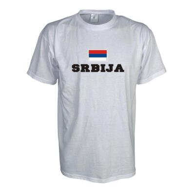 T-Shirt SERBIEN (Srbija), Flag Shirt Herren Fanshirt mit Flagge (WMS02-57a)