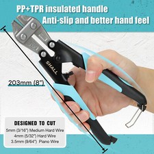 SHALL Mini Bolt Cutters 8"Heavy Duty Wire Cutter Heat Chain Fence Grip Rubber UK