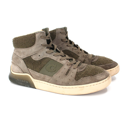 COACH Skateboard Citysole High Top Fuzzy Felt Panels Army  display picture 1