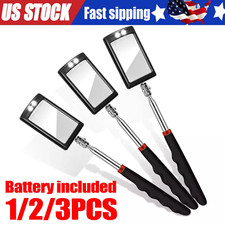 Inspection Mirror LED Lighted Mechanic Telescoping illuminate Swivel Extendable