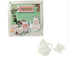 DIY metal Cutting Dies Tea Drinkware Teapot Teacup Tableware Scrapbooking Die