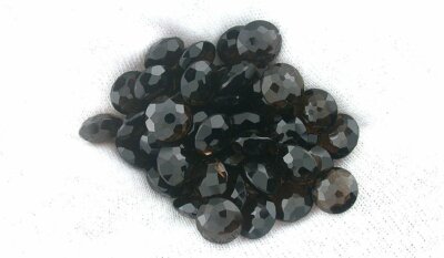 One 8mm Round Double Sided Facet Custom Checkerboard Rich Smoky Quartz Gemstone 