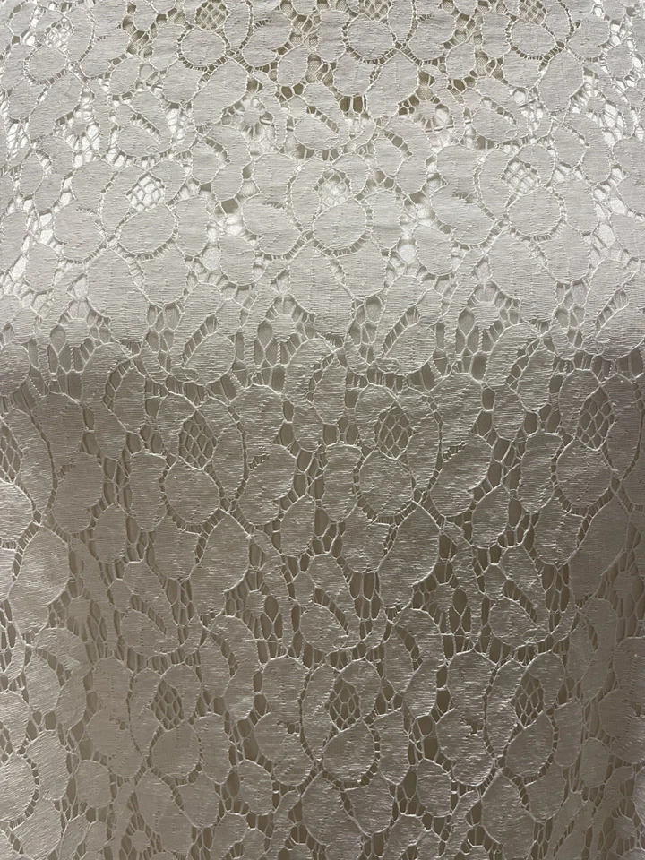 Elegant White Cotton /Rayon W/ Intricate Floral Design Lace Fabric By The Yd 60" - Image 2 of 4