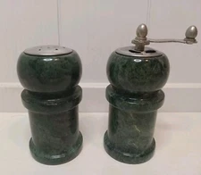 VTG Verigated Green Polished Marble Salt Shaker & Pepper Mill 4"