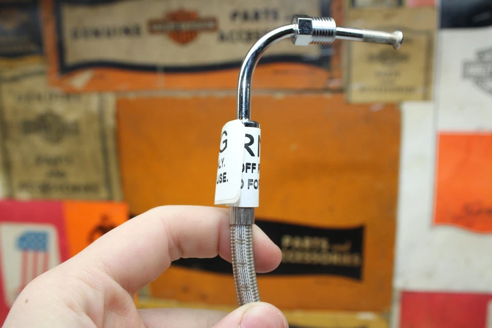 Línea de freno delantero trenzado Harley 14" hecha en EE. UU. 45114-77 FX Super-Glide XL NUEVO Foto 4 de 4