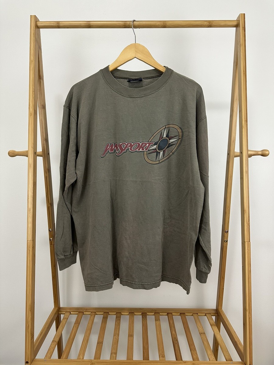 【希少】JANSPORT 90s キャップ VTG 90s JanSport Spellout Logo Faded Brown Gray Long Sleeve T