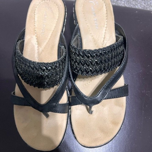Wear ever Woman’s Black Thong Slip On Sandal Melanie shoes Size 6 M - Picture 4 of 7