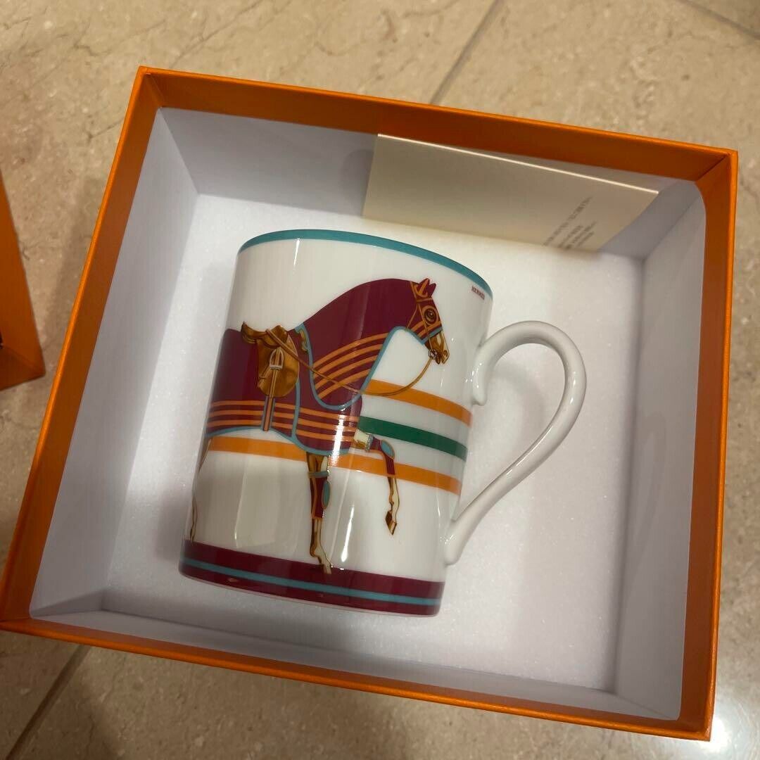 HERMES Mug Chevalleux Lacture Coffee/Tea Cup Stylish HERMES Mug Chevalleux Lacture Coffee/Tea Cup Stylish