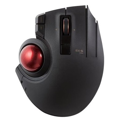 ELECOM M-XPT1MRXBK Trackball Mouse, Wired, Wireless, and Bluetooth, Gaming, High