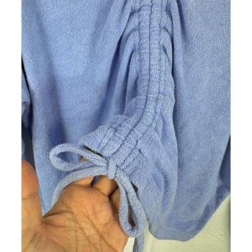 Aerie Terry Cloth Cinch Sweatshirt blue relaxed beach lounge sz XL blue - Picture 4 of 8