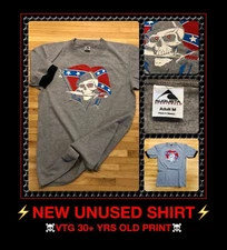 vtg 80s Heavy Metal Rebel Southern Rock Country Music Civil War SKULL t-shirt M