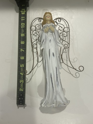 Vintage Angel by GANZ White Distress, Farmhouse Decor Christmas Winged Angel 12” - Picture 11 of 11