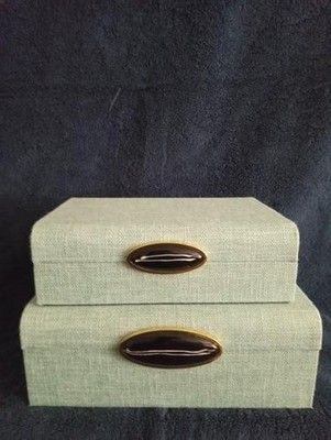 Green Decorative Storage Box Set   2 Piece Fabric Bins, Rectangular, Durable,