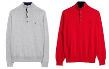 GANT Men's Fire Red Melange Sporty Cotton Mock Sweater 81311 Size M 195 NWT