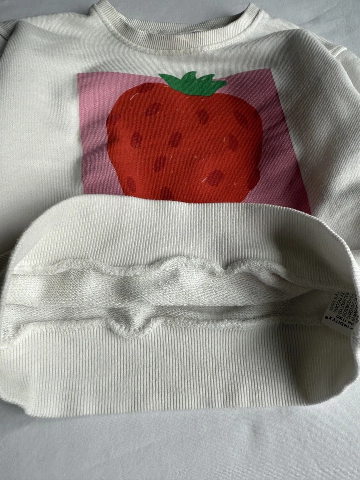 Moletom Zara feminino gráfico creme estampa morango gola redonda tamanho 12 18 meses - Imagem 4 de 4